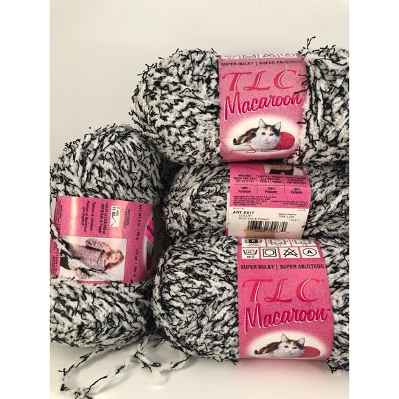 LOT of 6 Skeins: TLC Macaroon Super Bulky 115 yards. COLORS: 5 skeins of SALT AN - Picture 3 of 7